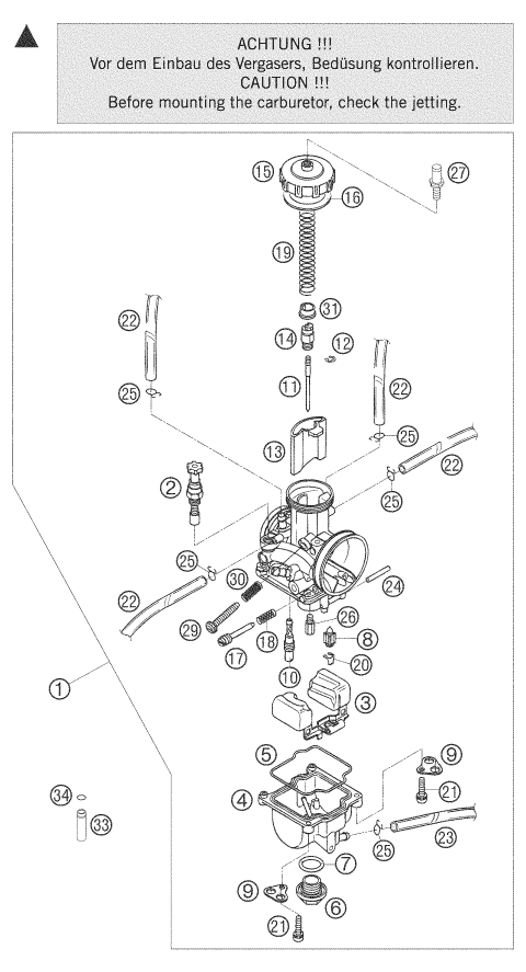 Sprängskiss: Carburetor – KTM 144 SX 2007