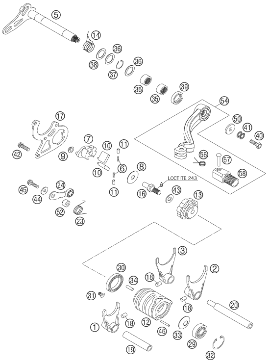 Sprängskiss: Shifting Mechanism – KTM 200 EXC 2005