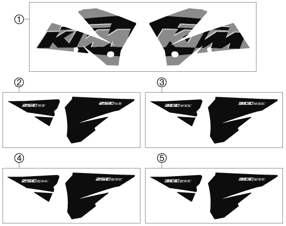 Sprängskiss: Decal – KTM 250 SX 2005