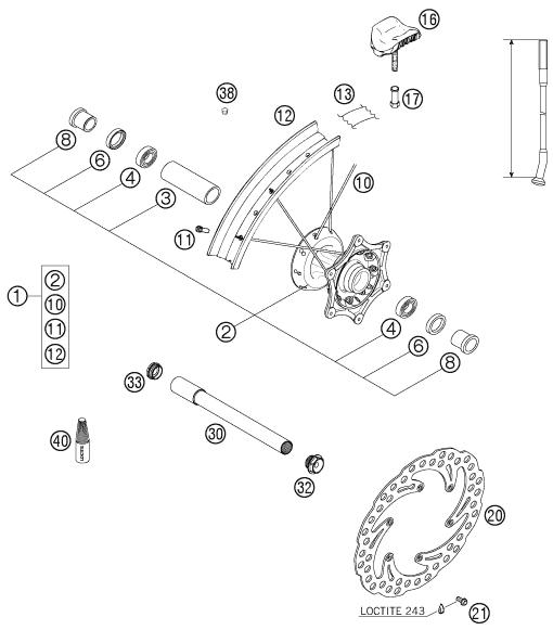 Sprängskiss: Front Wheel – KTM 200 EXC 2005