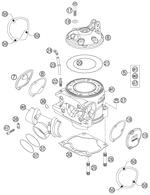 Sprängskiss: Cylinder – KTM 250 SX 2005