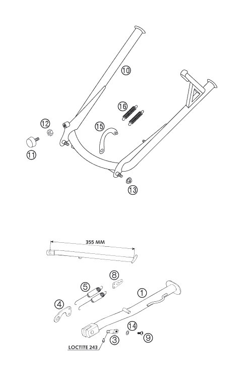 Sprängskiss: Side / Center Stand – KTM 400 LS-E/ MIL 2005