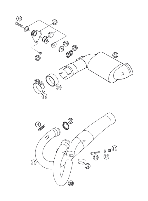 Sprängskiss: Exhaust System – KTM 400 LS-E/ MIL 2005
