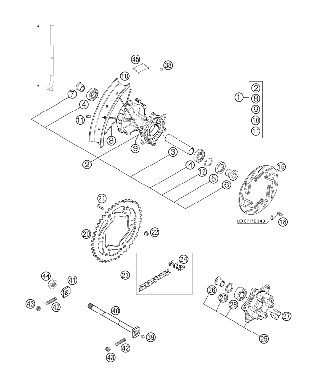Sprängskiss: Rear Wheel – KTM 400 LS-E/ MIL 2005