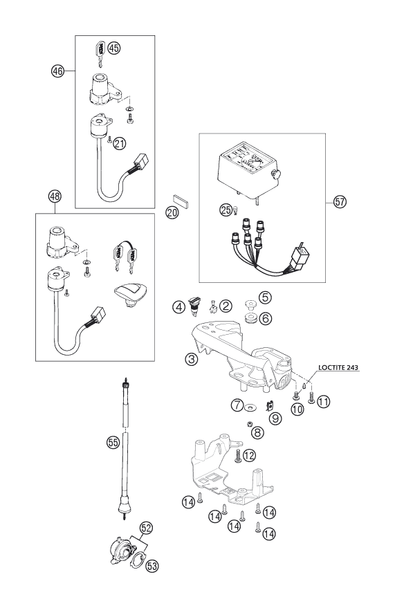 Sprängskiss: Instruments / Lock System – KTM 400 LS-E/ MIL 2005