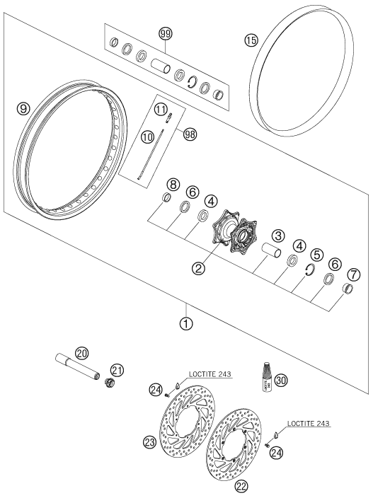 Sprängskiss: Front Wheel – KTM 640 LC4 ADVENTURE 2006