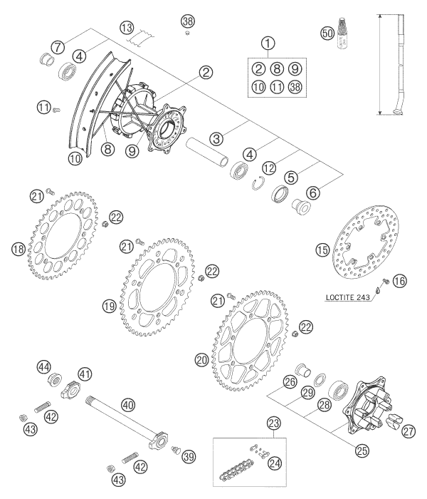 Sprängskiss: Rear Wheel – KTM 640 ADVENTURE 2005