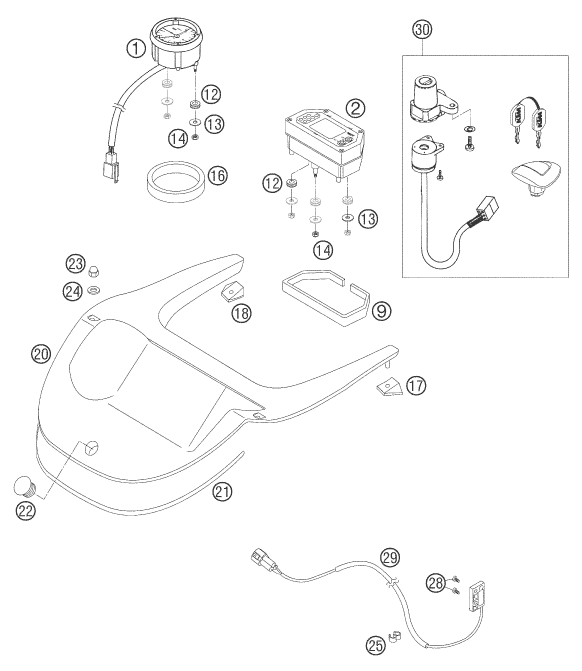 Sprängskiss: Instruments / Lock System – KTM 640 LC4 ADVENTURE 2006