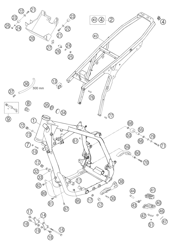 Sprängskiss: Frame – KTM 625 SXC 2005