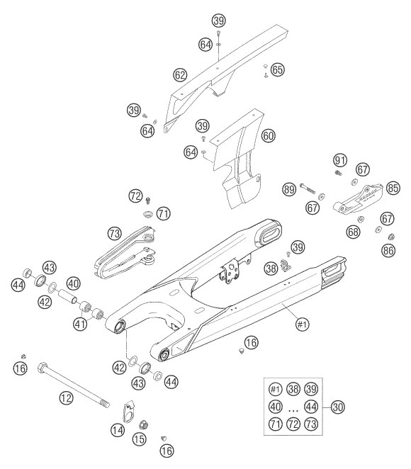 Sprängskiss: Swing Arm – KTM 625 SXC 2005