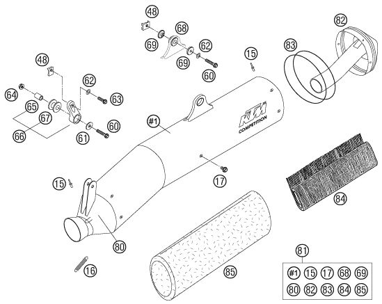 Sprängskiss: Main Silencer – KTM 660 SMC 2004