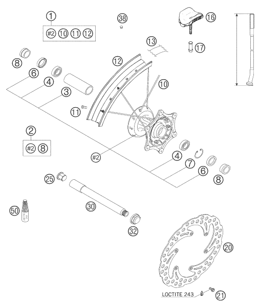 Sprängskiss: Front Wheel – KTM 625 SXC 2005
