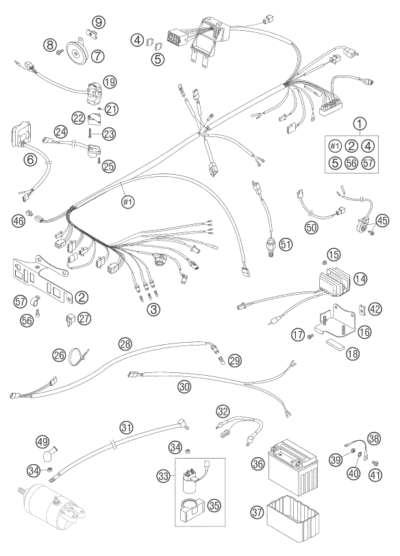 Sprängskiss: Wiring Harness – KTM 625 SXC 2005