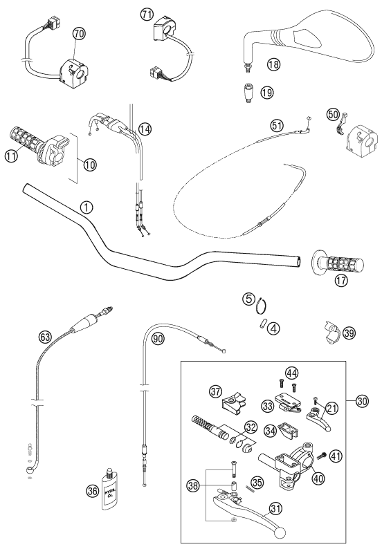 Sprängskiss: Handlebar, Controls – KTM 640 LC4 SUPERMOTO PRESTIGE 05