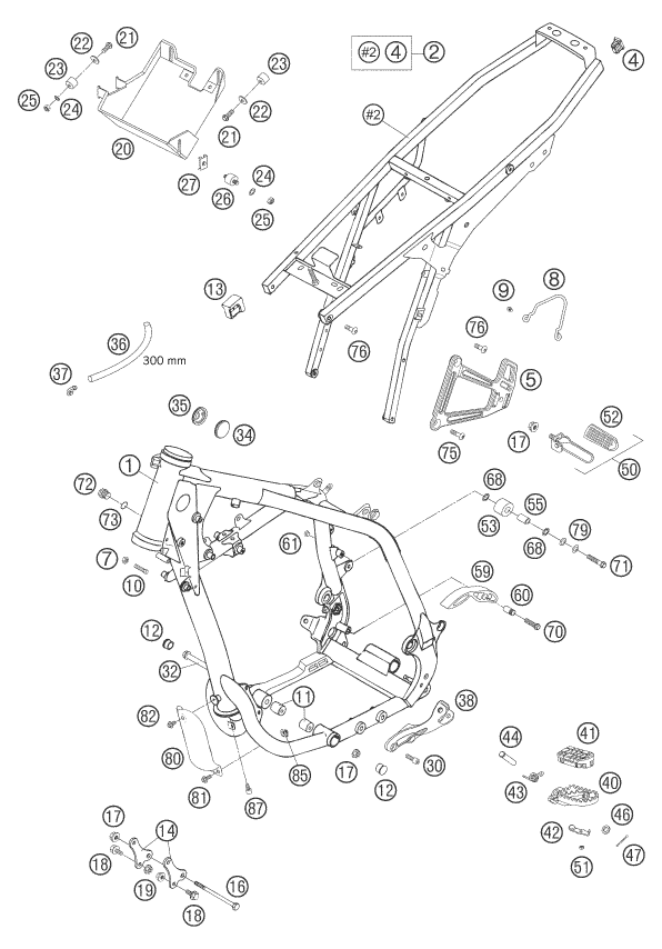 Sprängskiss: Frame – KTM 640 LC4 ENDURO ORANGE 2006