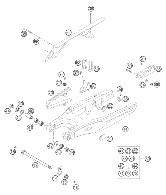 Sprängskiss: Swing Arm – KTM 660 SMC 2006