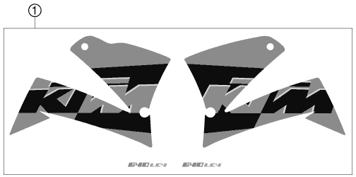 Sprängskiss: Decal – KTM 640 LC4 SUPERMOTO BLACK 2005