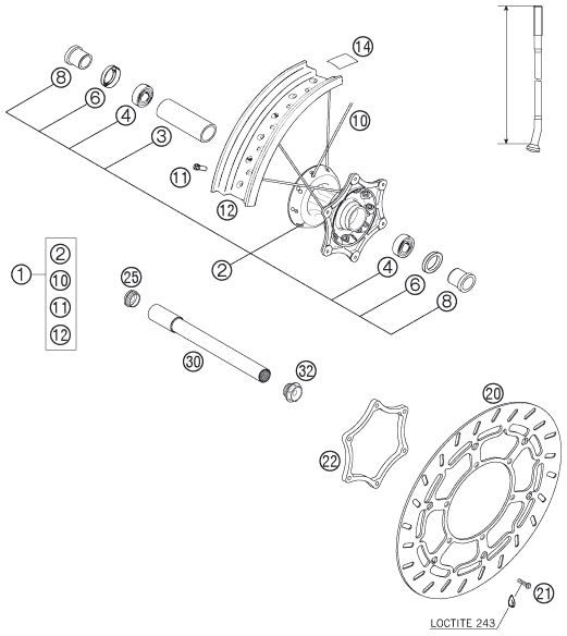Sprängskiss: Front Wheel – KTM 640 LC4 SUPERMOTO BLUE 2005