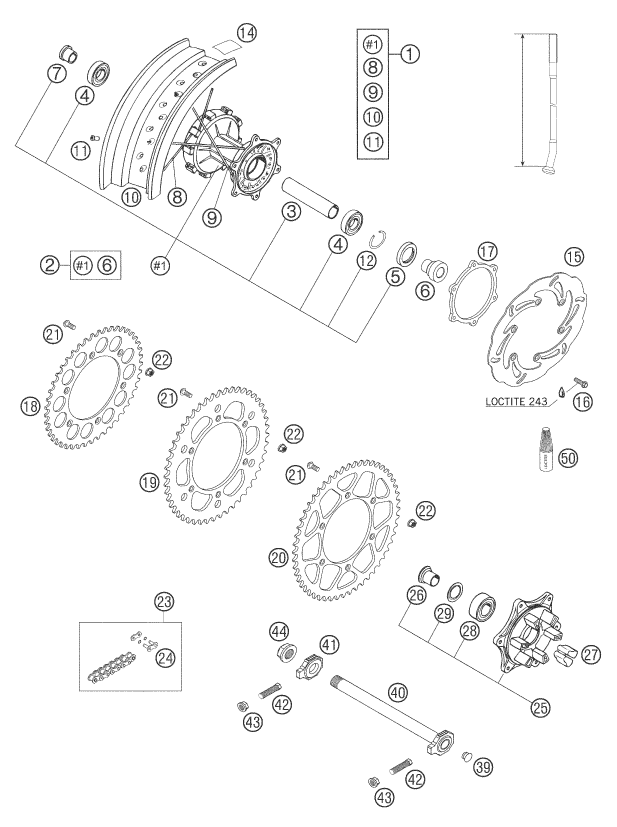 Sprängskiss: Rear Wheel – KTM 625 SMC 2005