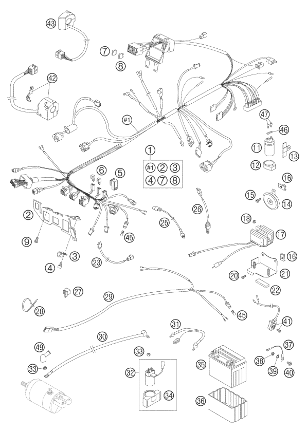 Sprängskiss: Wiring Harness – KTM 640 LC4 ENDURO ORANGE 2006