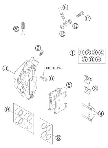 Sprängskiss: Front Brake Caliper – KTM 625 SMC 2005