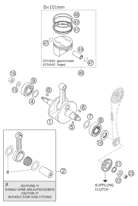 Sprängskiss: Crankshaft, Piston – KTM 640 LC4 ADVENTURE 2006