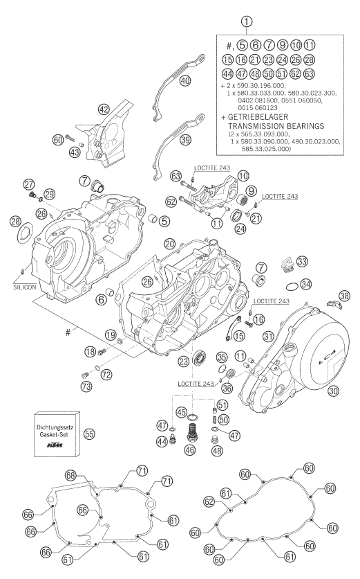 Sprängskiss: Engine Case – KTM 625 SMC 2005