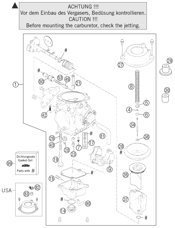 Sprängskiss: Carburetor – KTM 640 LC4 ADVENTURE 2006