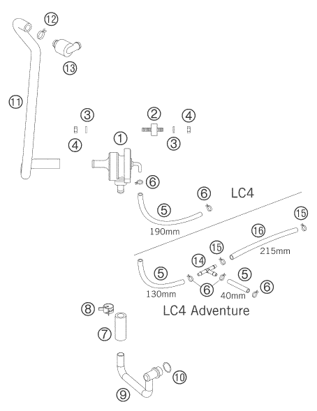 Sprängskiss: Secondary Air System Sas – KTM 625 SMC 2005
