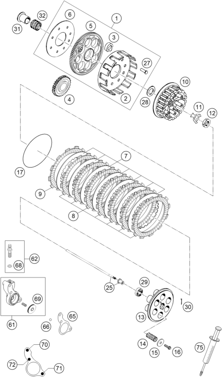 Sprängskiss: Clutch – KTM 625 SMC 2005