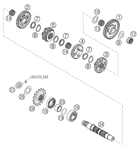 Sprängskiss: Transmission II - Countershaft – KTM 640 LC4 ADVENTURE 2006