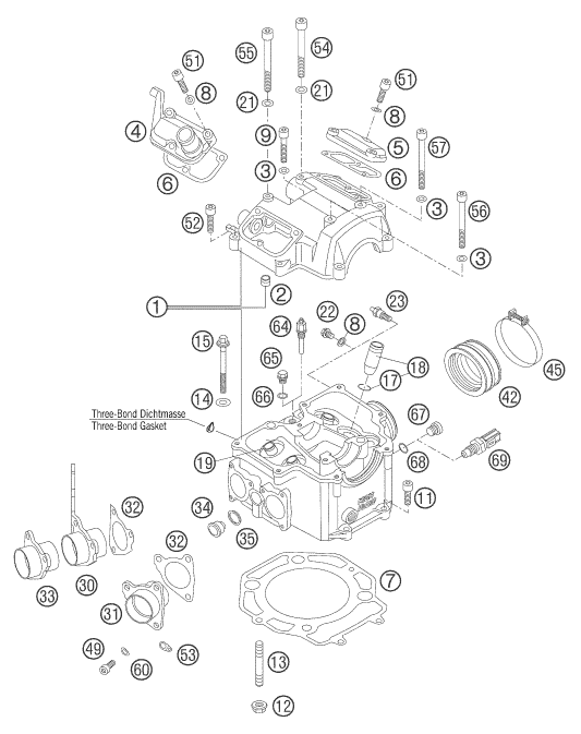 Sprängskiss: Cylinder Head – KTM 625 SMC 2005
