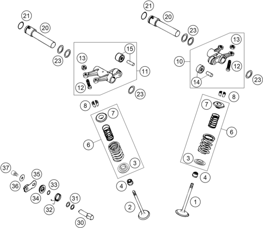 Sprängskiss: Valve Drive – KTM 625 SMC 2005
