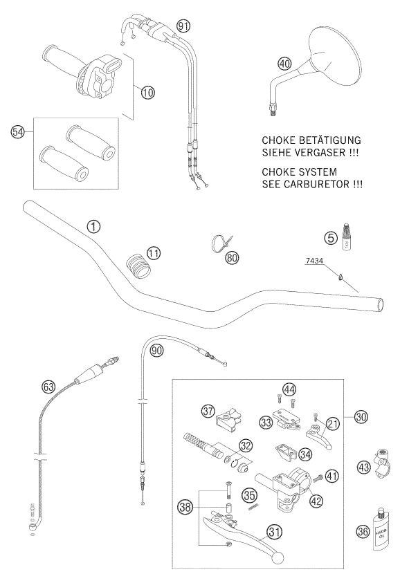Sprängskiss: Handlebar, Controls – KTM 660 RALLY FACTORY REPLICA 2007