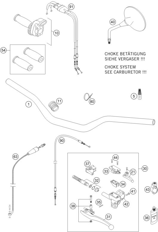 Sprängskiss: Handlebar, Controls – KTM 660 RALLYE FACTORY REPL. 2005