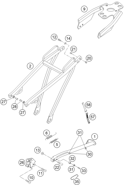 Sprängskiss: Subframe – KTM 660 RALLYE FACTORY REPL. 2005