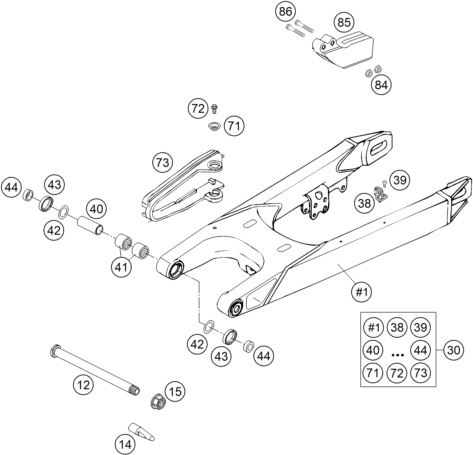 Sprängskiss: Swing Arm – KTM 660 RALLYE FACTORY REPL. 2005