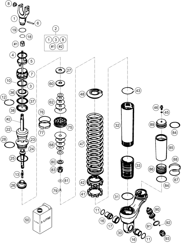 Sprängskiss: Shock Absorber Disassembled – KTM 660 RALLYE FACTORY REPL. 2005