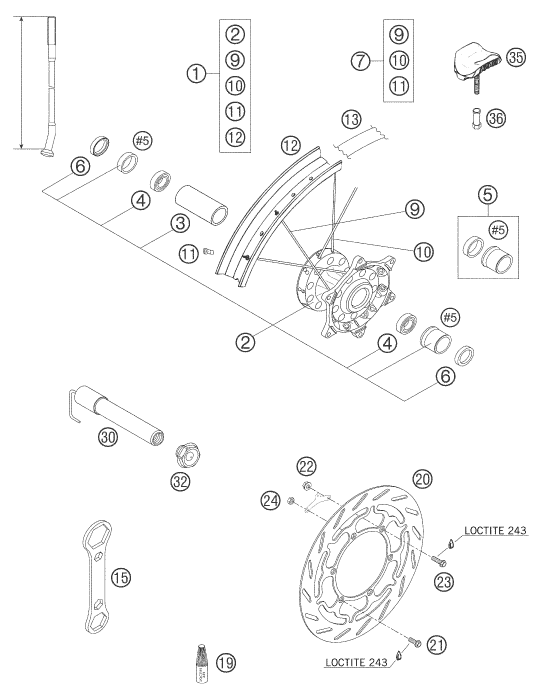 Sprängskiss: Front Wheel – KTM 660 RALLY FACTORY REPLICA 2007