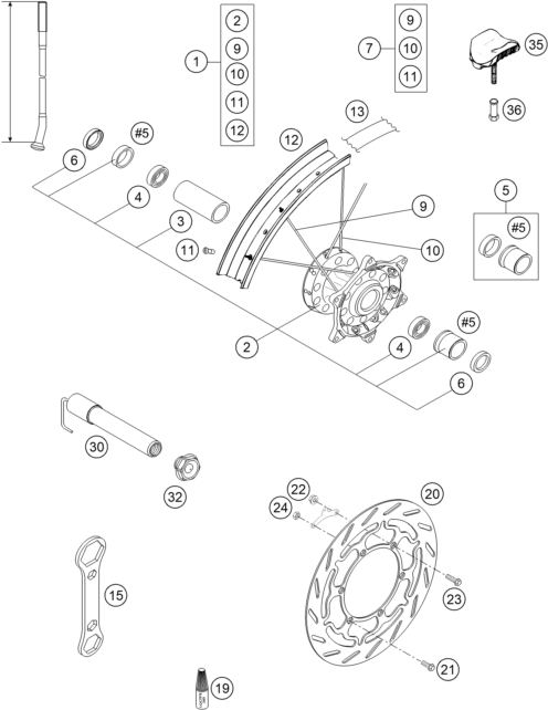 Sprängskiss: Front Wheel – KTM 660 RALLYE FACTORY REPL. 2005