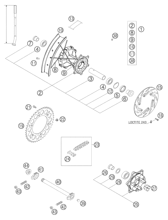 Sprängskiss: Rear Wheel – KTM 660 RALLY FACTORY REPLICA 2007