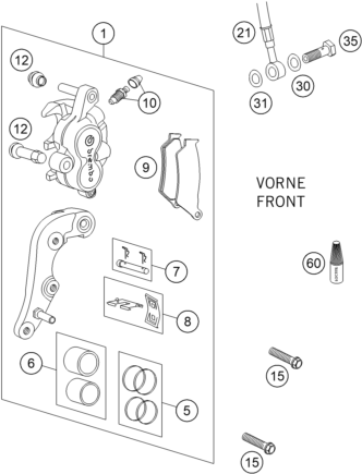 Sprängskiss: Front Brake Caliper – KTM 660 RALLYE FACTORY REPL. 2005