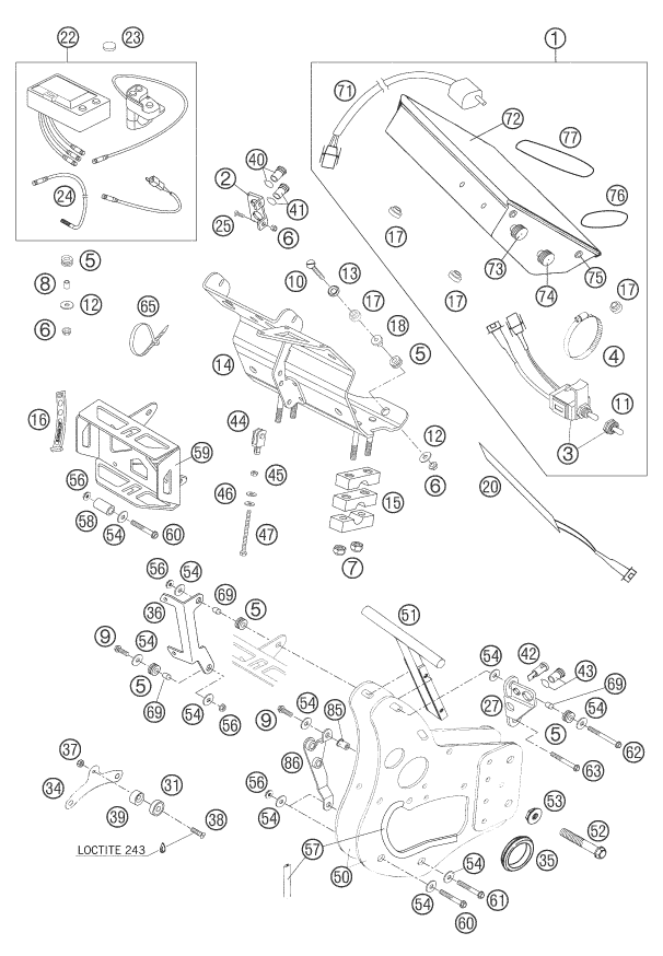 Sprängskiss: Instruments / Lock System – KTM 660 RALLY FACTORY REPLICA 2007