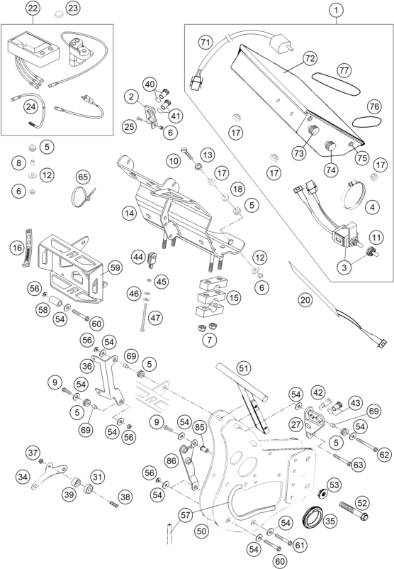Sprängskiss: Instruments / Lock System – KTM 660 RALLYE FACTORY REPL. 2005