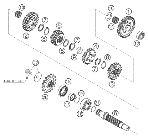 Sprängskiss: Transmission II - Countershaft – KTM 660 RALLY FACTORY REPLICA 2007