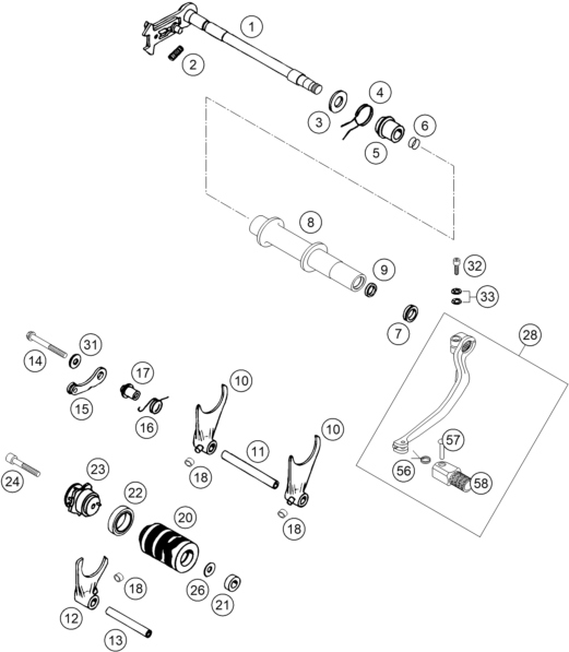 Sprängskiss: Shifting Mechanism – KTM 450 RALLYE FACTORY REPL. 2004