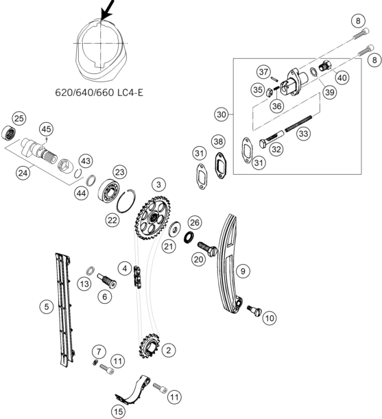 Sprängskiss: Timing Drive – KTM 450 RALLYE FACTORY REPL. 2004