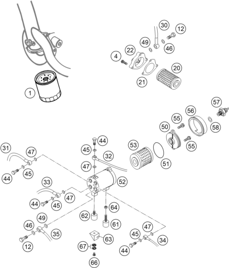 Sprängskiss: Lubricating System – KTM 450 RALLYE FACTORY REPL. 2004