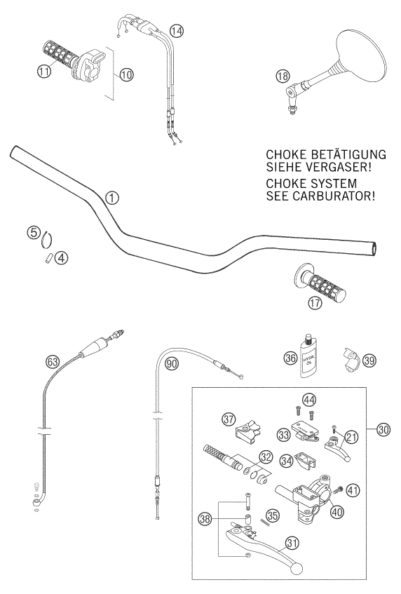 Sprängskiss: Handlebar, Controls – KTM 660 SMC 2006