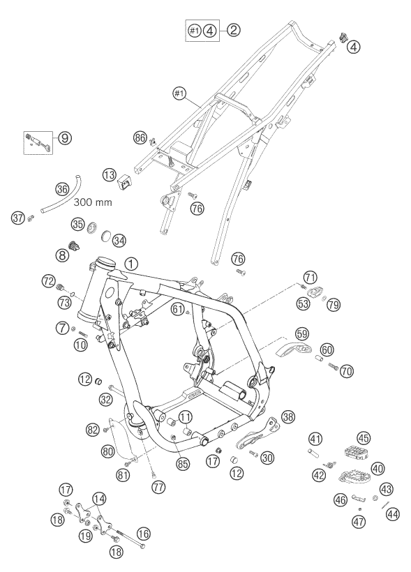 Sprängskiss: Frame – KTM 660 SMC 2006